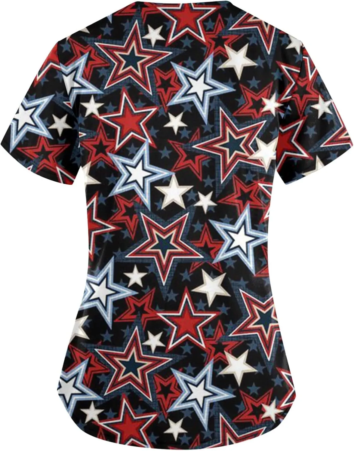 4th of July Tops for Women 2025 Patriotic Sparkly Star Summer Love Print Tshirts Striped V Neck Short Sleeve Casual Blouses
