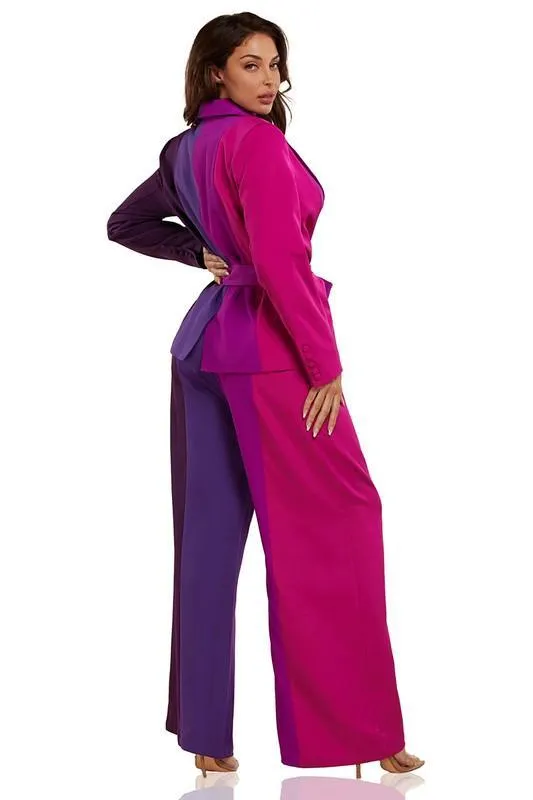 Allure of Pastel Purple Color Block Two Piece Set