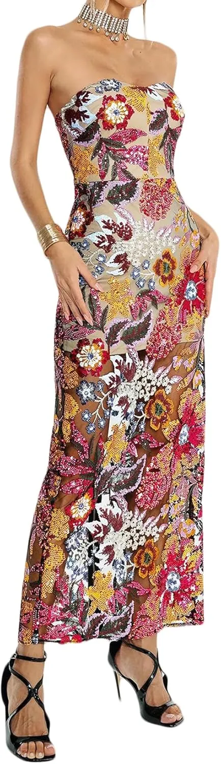 BELLA BARNETT Gorgeous Floral Dress for Women Stunning Sequin Dress for Women Fairy Tea Party Dress