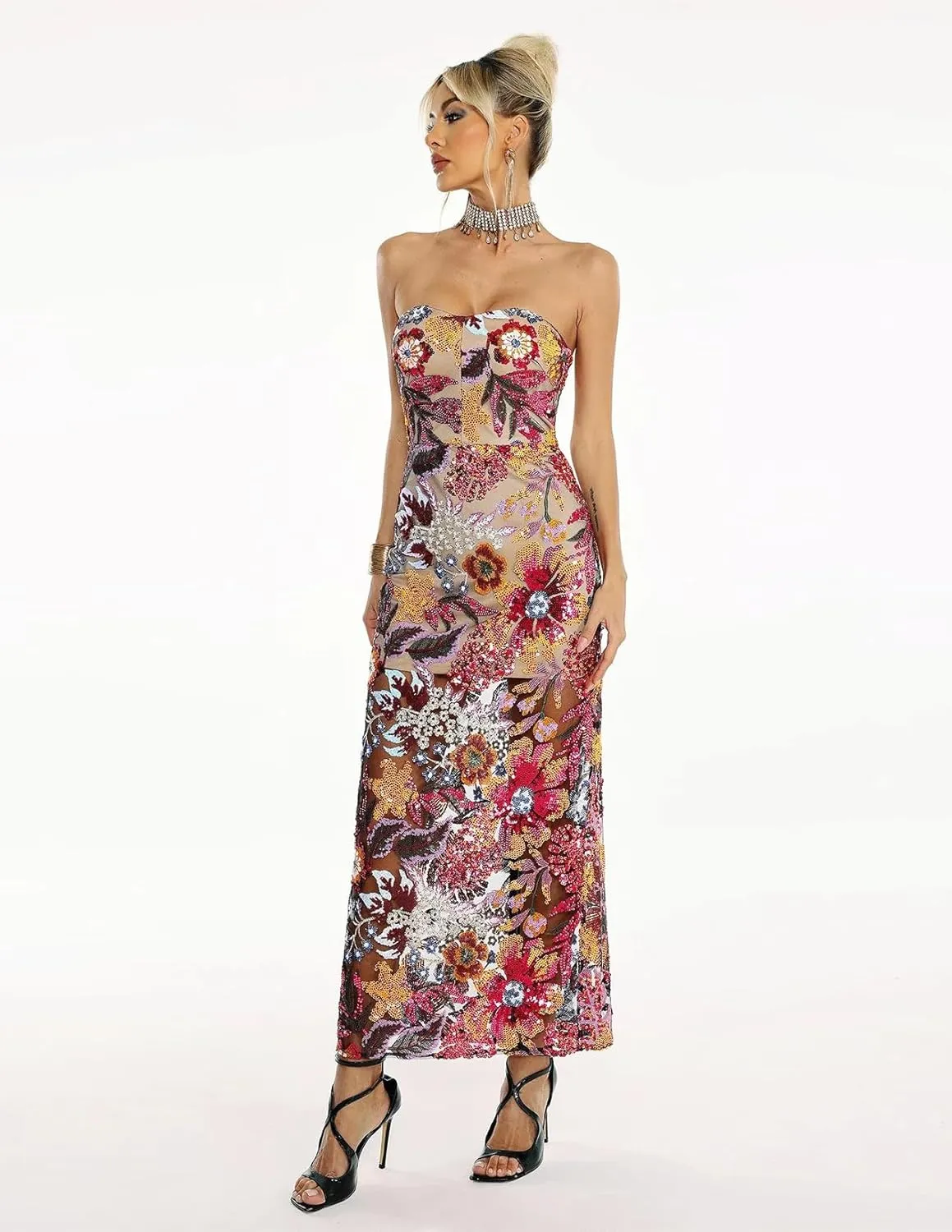 BELLA BARNETT Gorgeous Floral Dress for Women Stunning Sequin Dress for Women Fairy Tea Party Dress