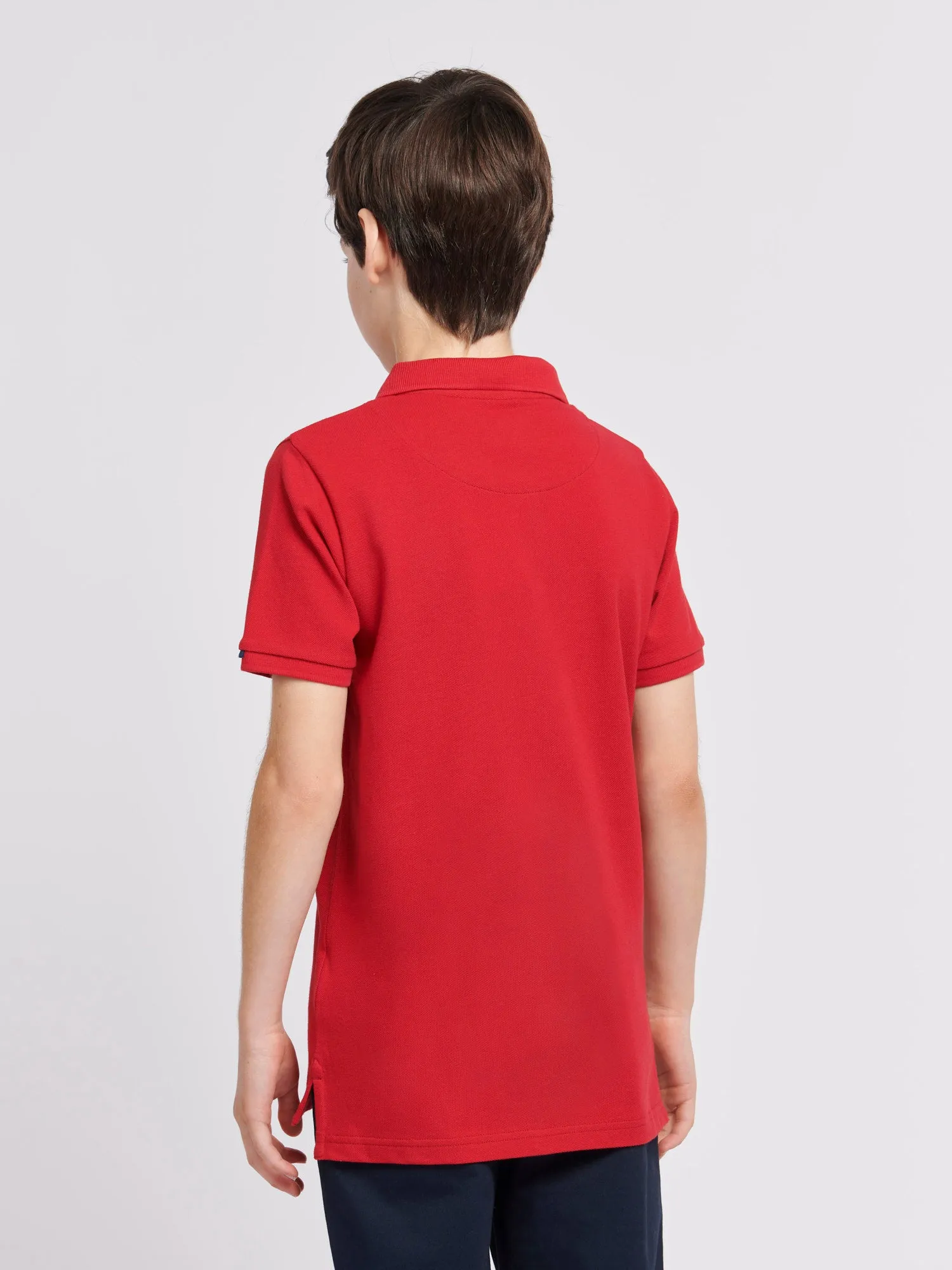 Boys Double Horsemen Polo Shirt in Haute Red