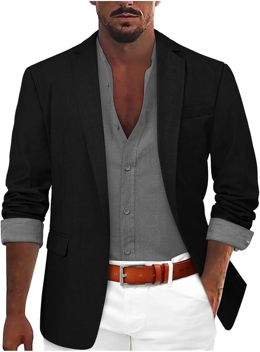 Casual Blazer for Men Slim Fit Lightweight Jacket Casual Sport Coat One Button Suit Jacket for Wedding Business