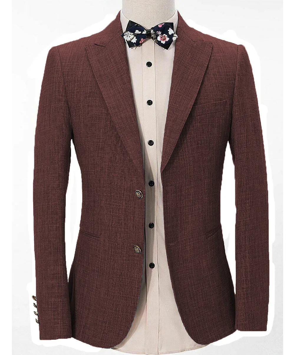 Casual Men's Regular Linen Peak Lapel Blazer