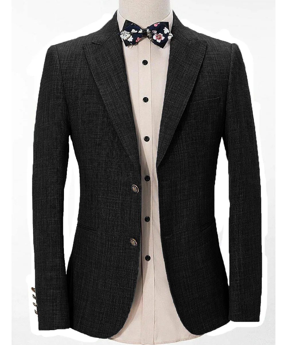 Casual Men's Regular Linen Peak Lapel Blazer