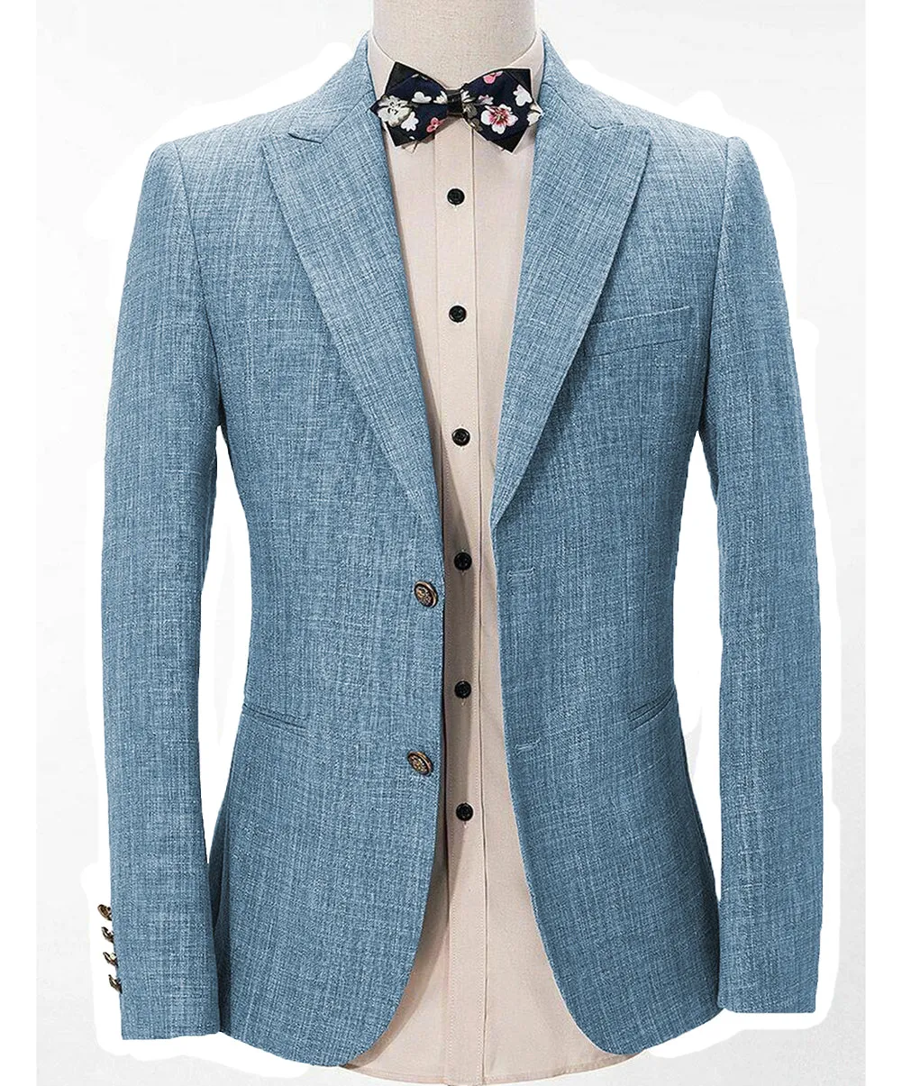 Casual Men's Regular Linen Peak Lapel Blazer