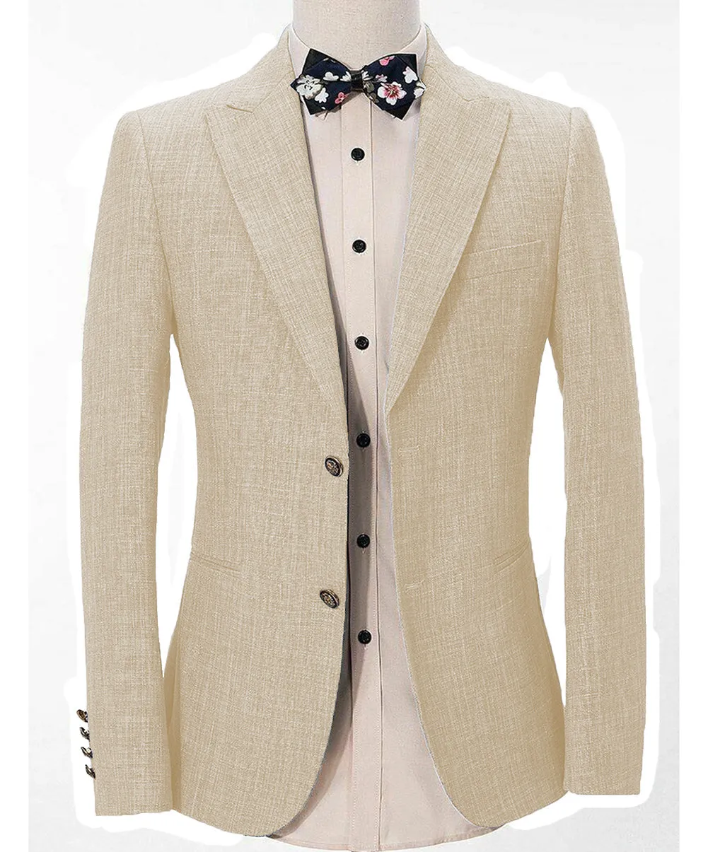 Casual Men's Regular Linen Peak Lapel Blazer
