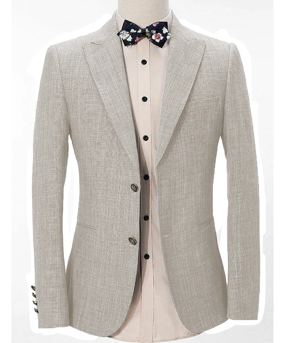 Casual Men's Regular Linen Peak Lapel Blazer