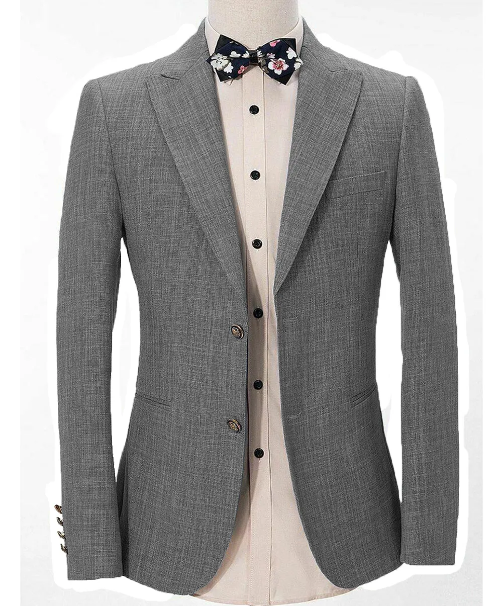 Casual Men's Regular Linen Peak Lapel Blazer