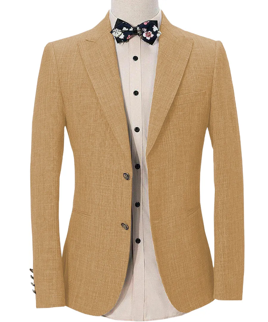 Casual Men's Regular Linen Peak Lapel Blazer