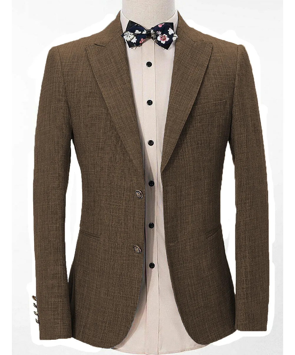 Casual Men's Regular Linen Peak Lapel Blazer
