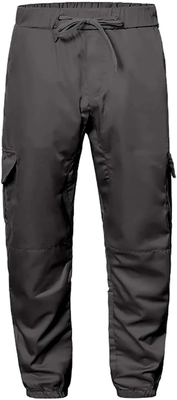 CRNTCEM Mens Skinny Fit Cargo Pants Twill Casual Athletic Joggers Drawstring Combat Tactical Track Pants Stretch Workout Pant