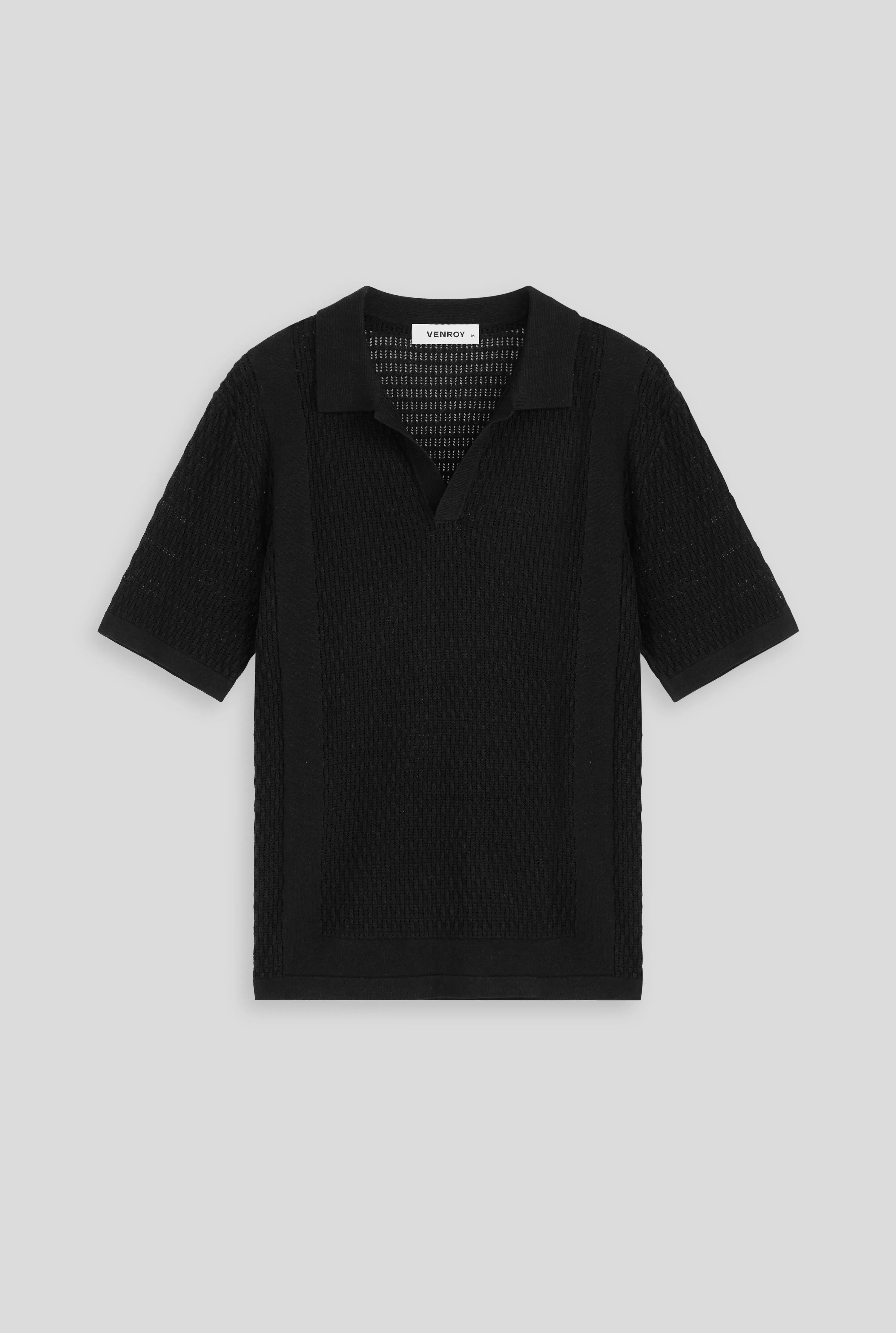 Crochet Border Polo - Black
