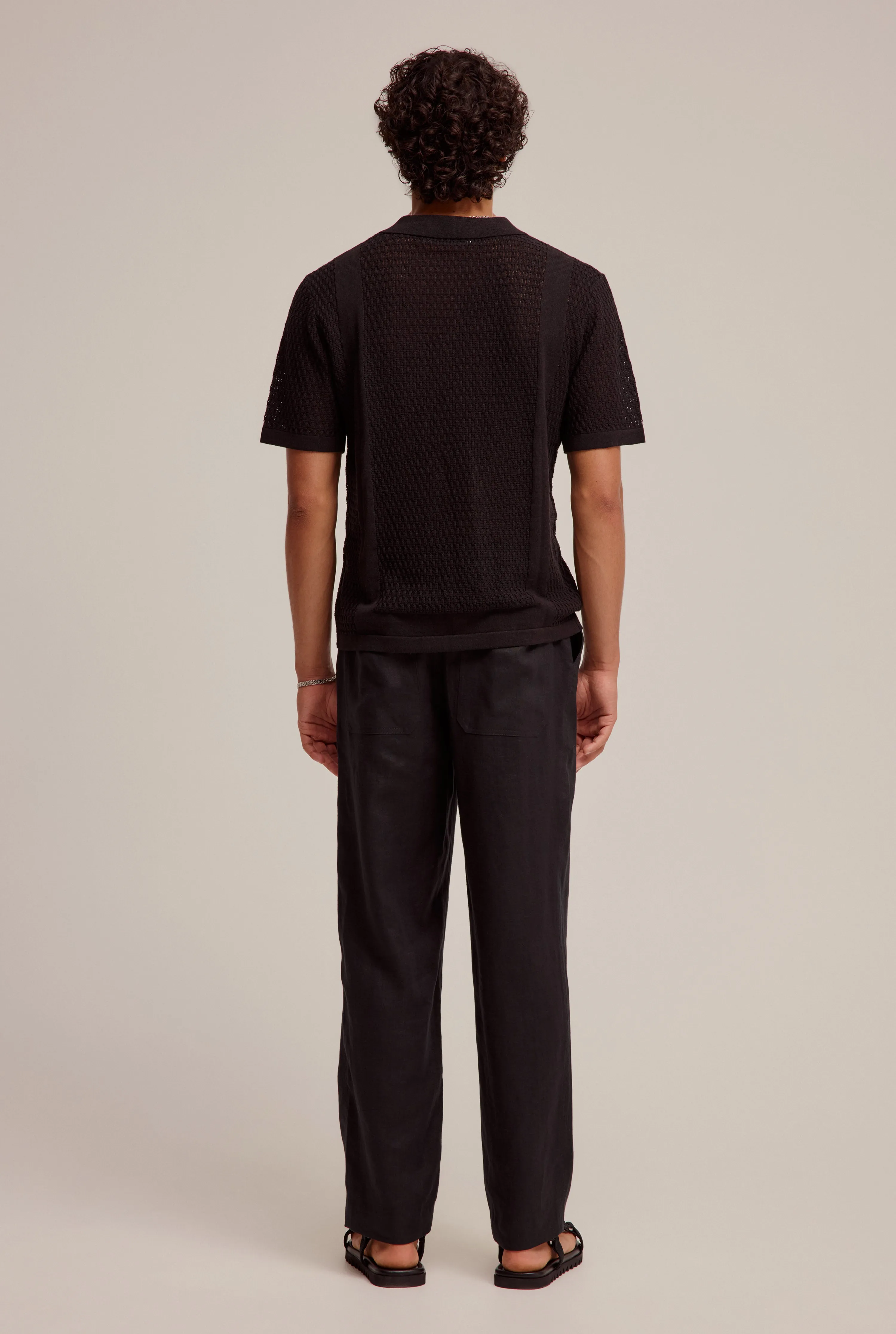 Crochet Border Polo - Black