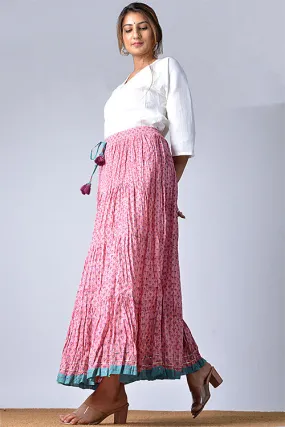 Dharan "Dazzle Skirt" Pink Block Printed Skirt