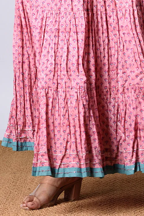 Dharan "Dazzle Skirt" Pink Block Printed Skirt