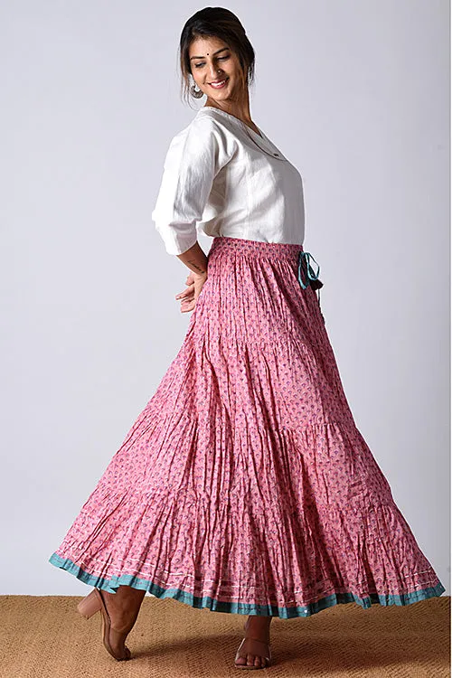 Dharan "Dazzle Skirt" Pink Block Printed Skirt