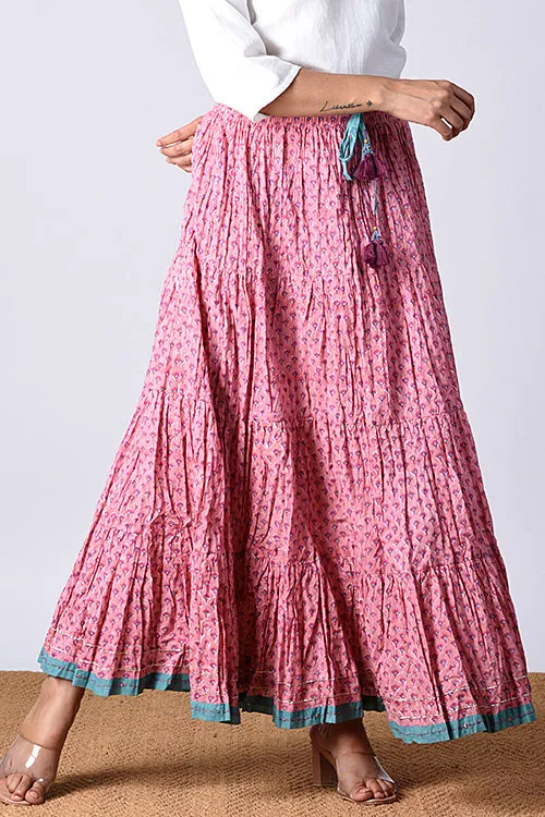 Dharan "Dazzle Skirt" Pink Block Printed Skirt