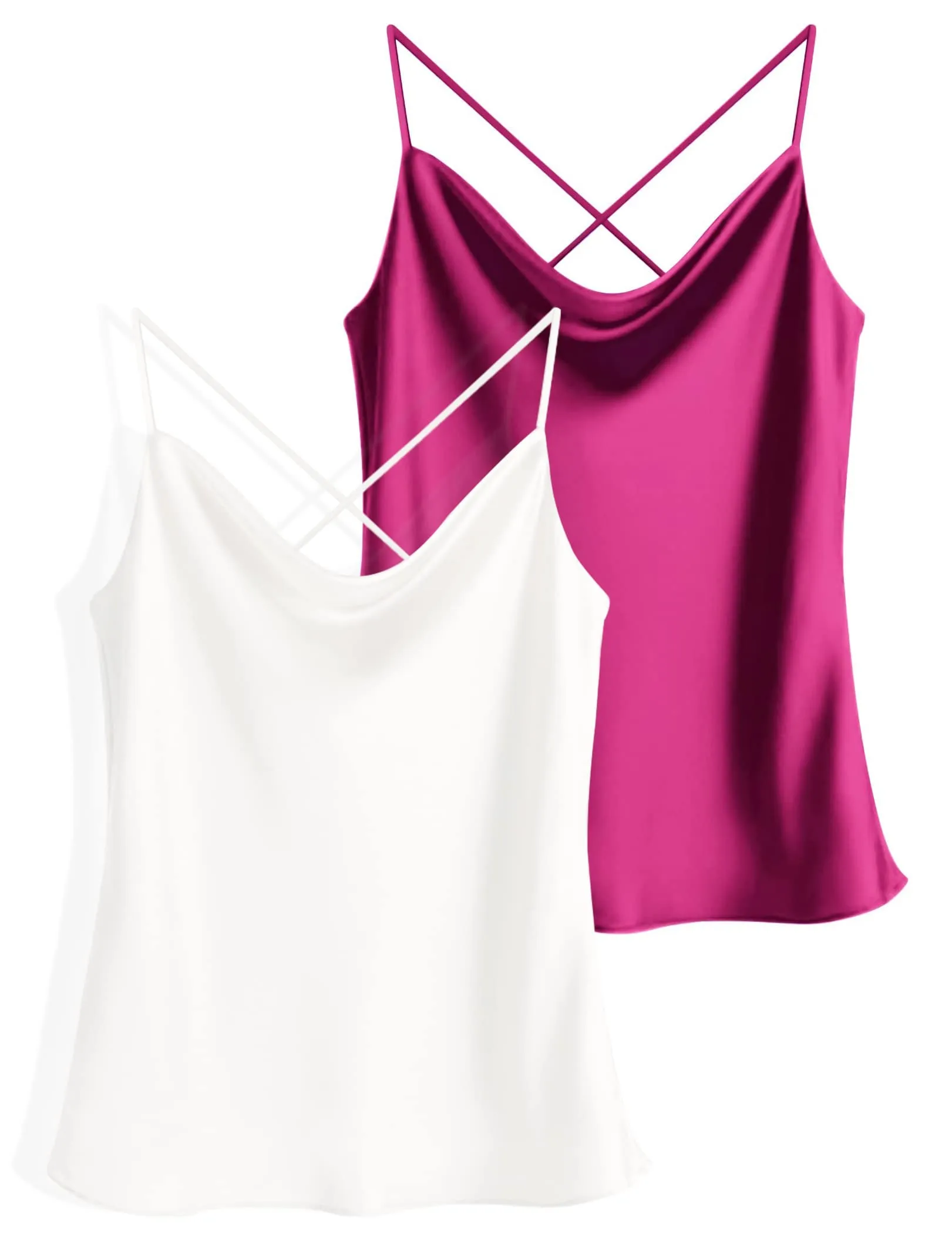 Ekouaer 2-Piece Silk Cowl Neck Tank Top (US Only)