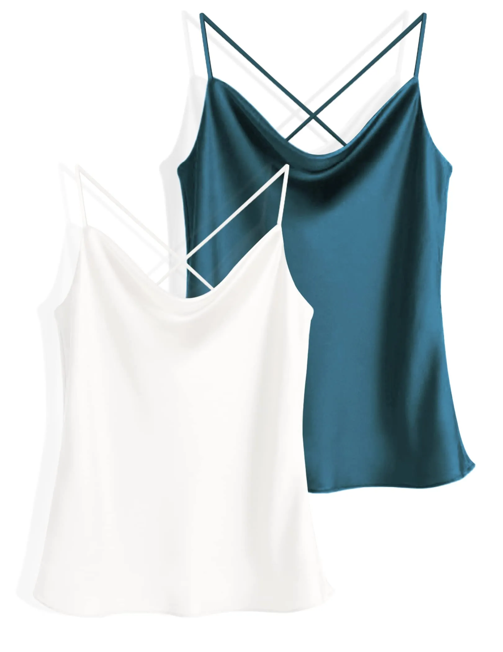 Ekouaer 2-Piece Silk Cowl Neck Tank Top (US Only)