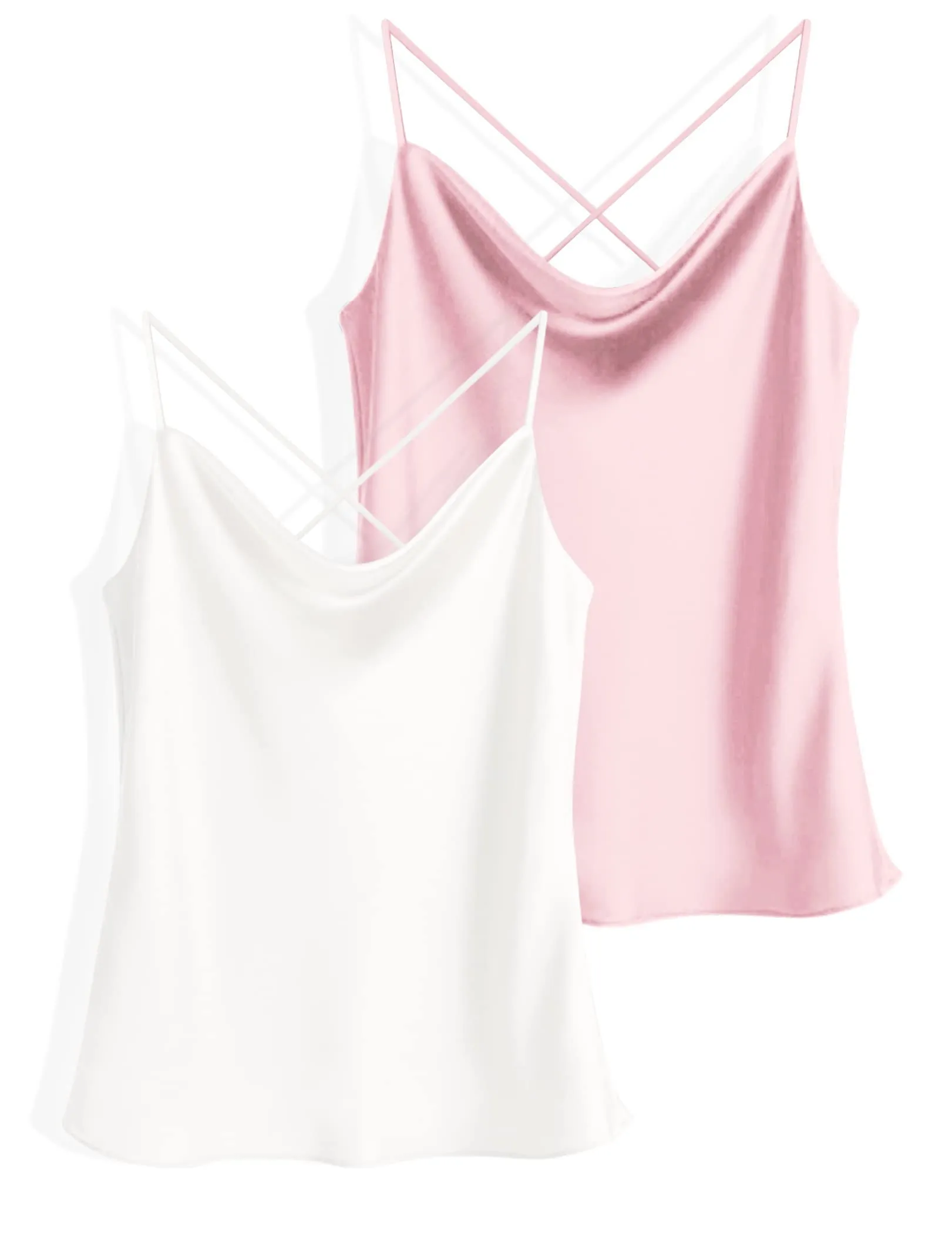 Ekouaer 2-Piece Silk Cowl Neck Tank Top (US Only)