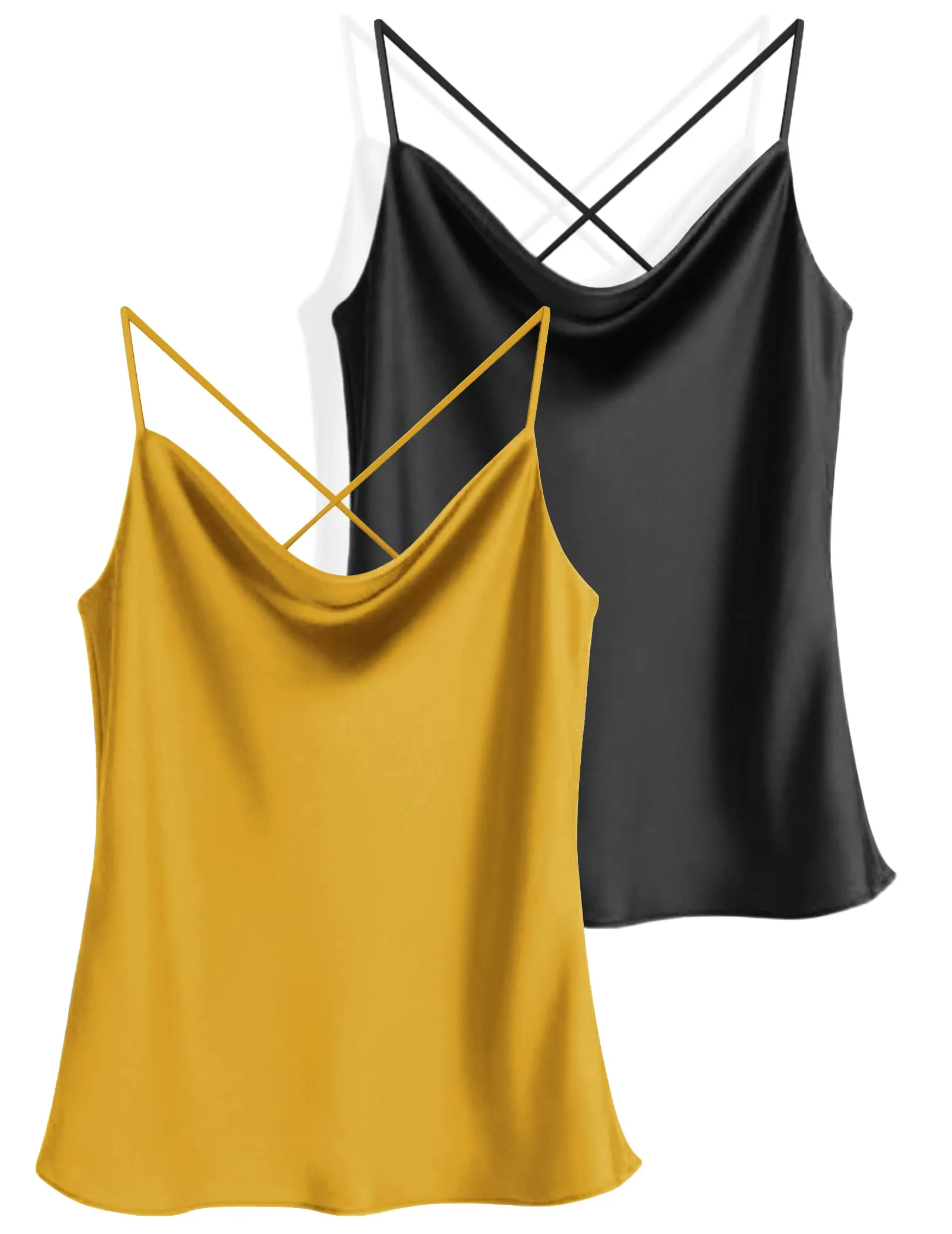 Ekouaer 2-Piece Silk Cowl Neck Tank Top (US Only)