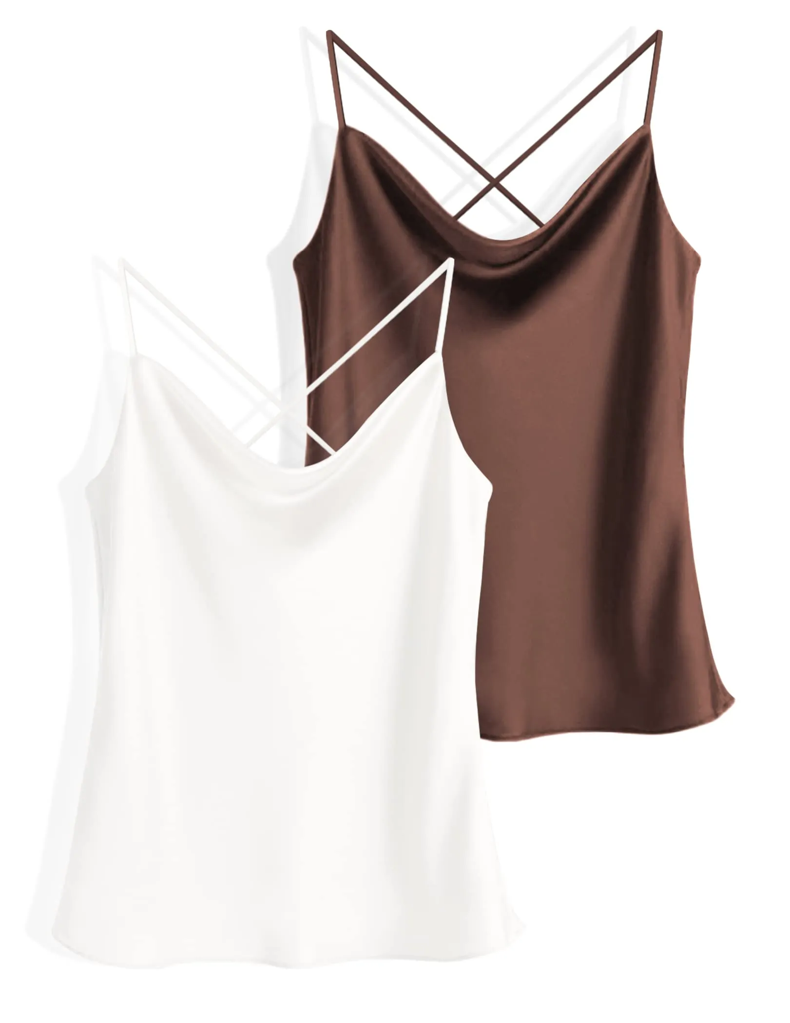 Ekouaer 2-Piece Silk Cowl Neck Tank Top (US Only)