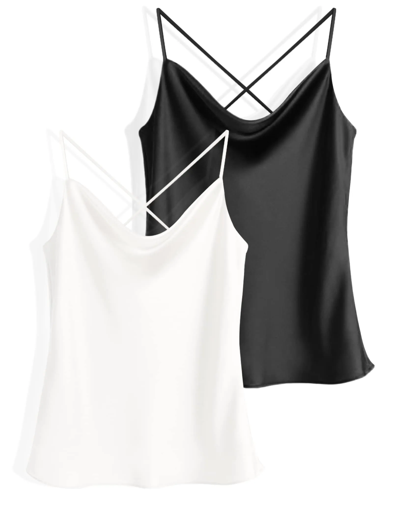 Ekouaer 2-Piece Silk Cowl Neck Tank Top (US Only)