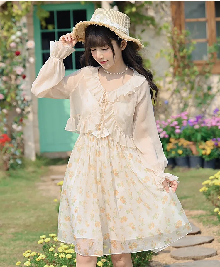 French Sweet Floral Sling Fairy Dress