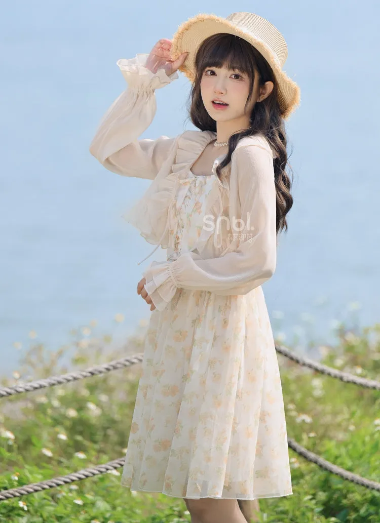 French Sweet Floral Sling Fairy Dress