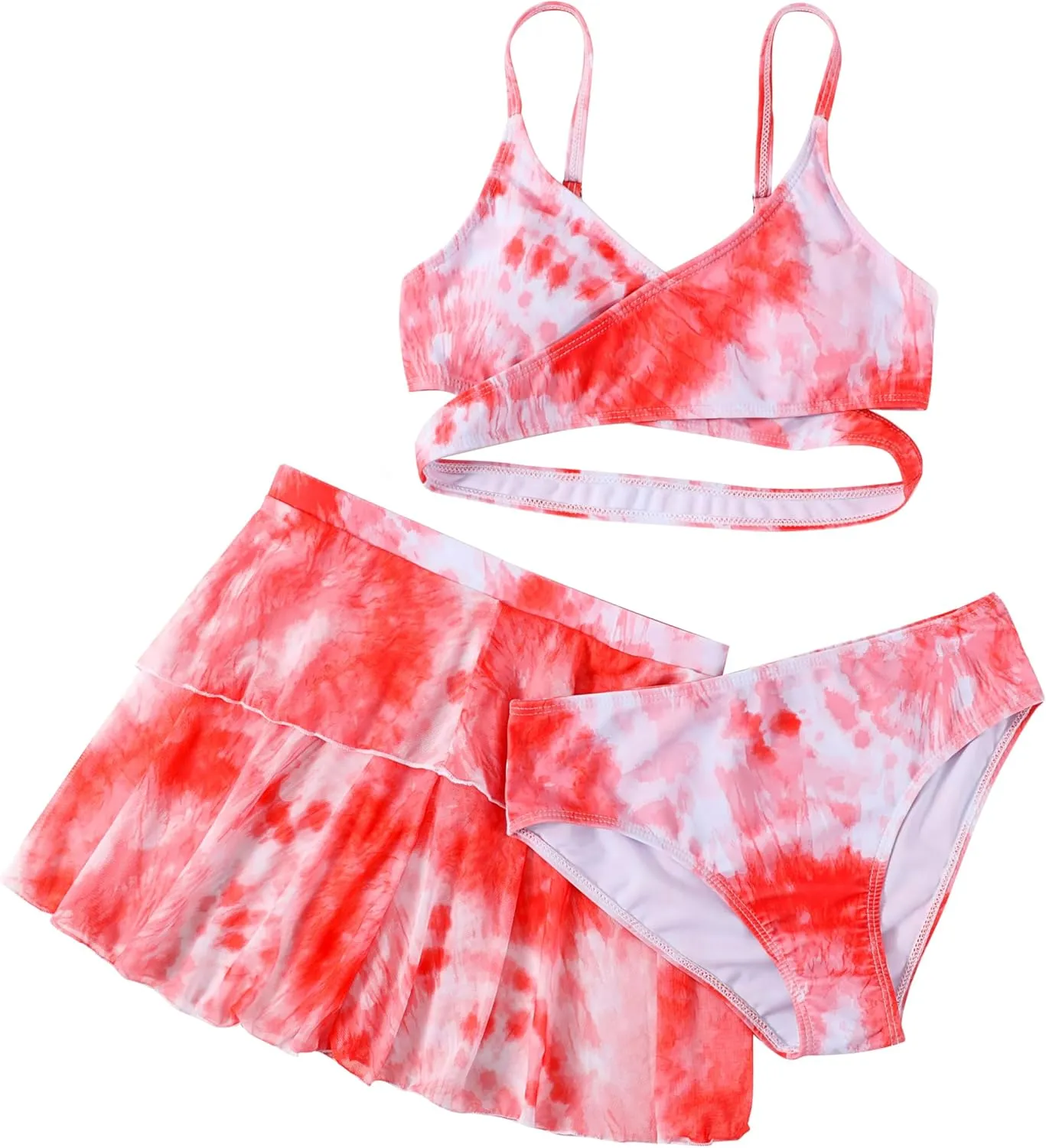 Girls Swimsuits Bikini Set Kids 3 Piece Swimsuit Criss Cross Bathing Suit Girls' Swimwear 7-12Y