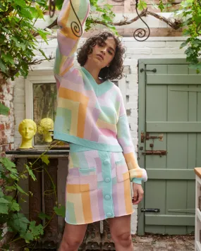 Hadley Pastel Geometric Knitted Skirt