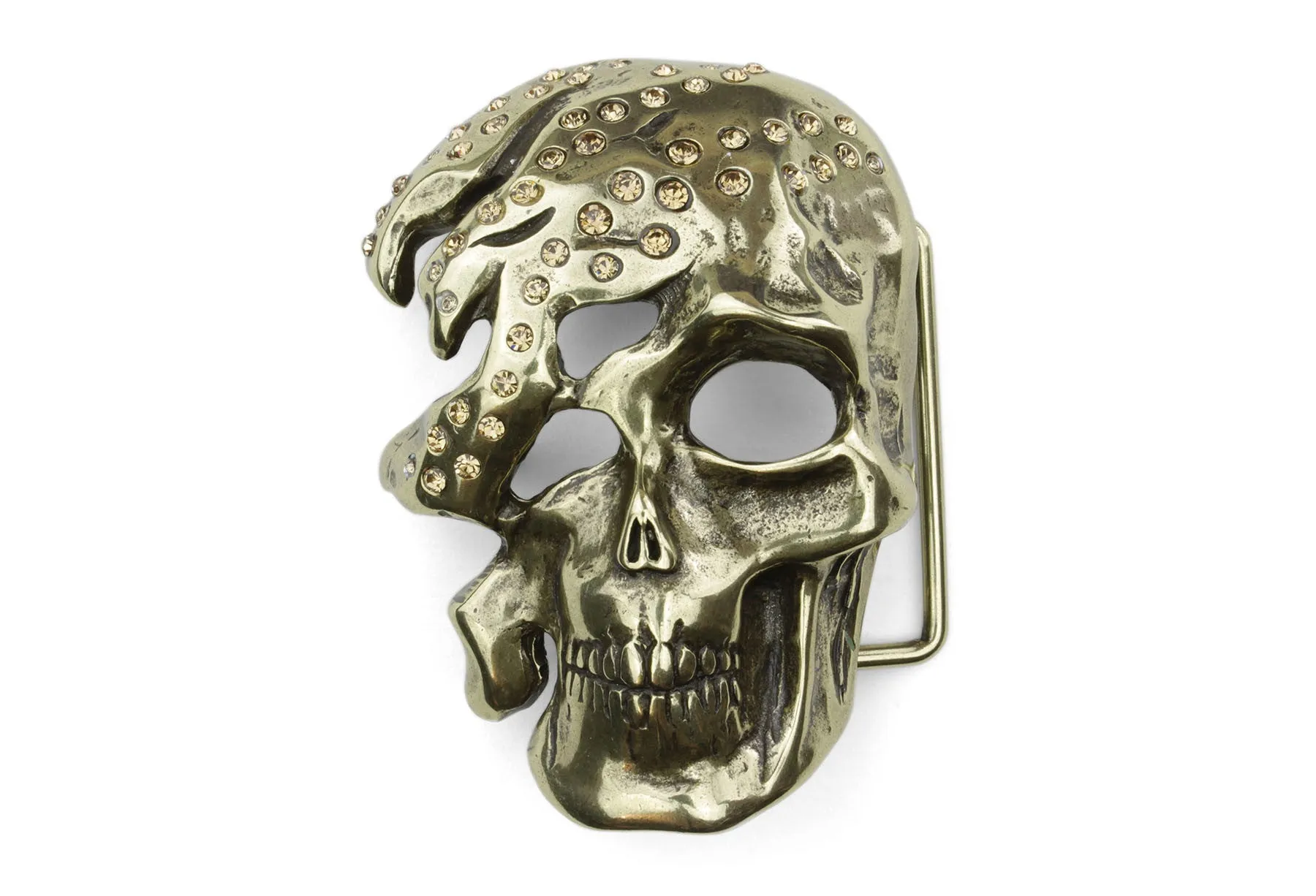 Half Skull Crystal Buckle 40mm