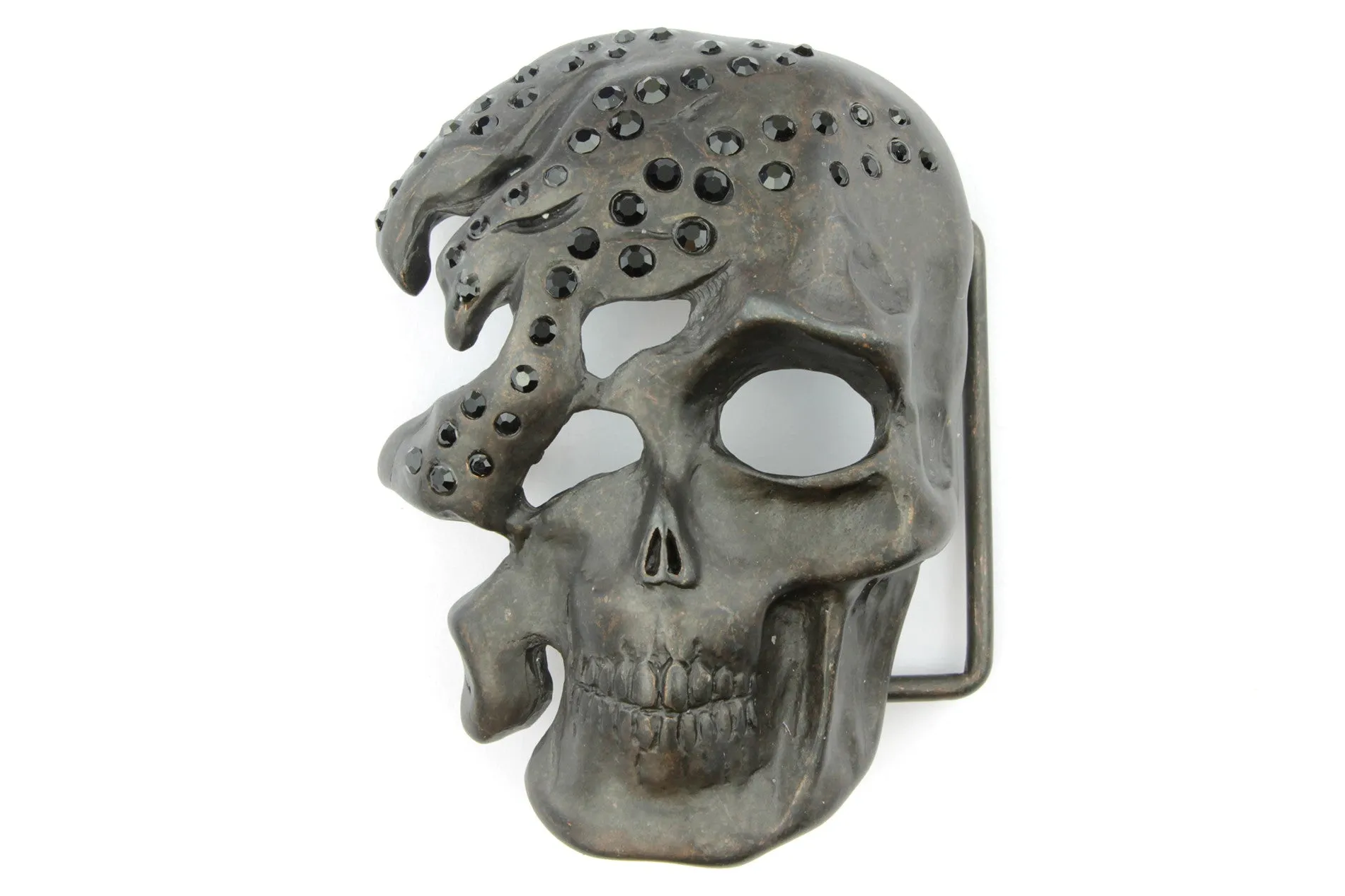 Half Skull Crystal Buckle 40mm
