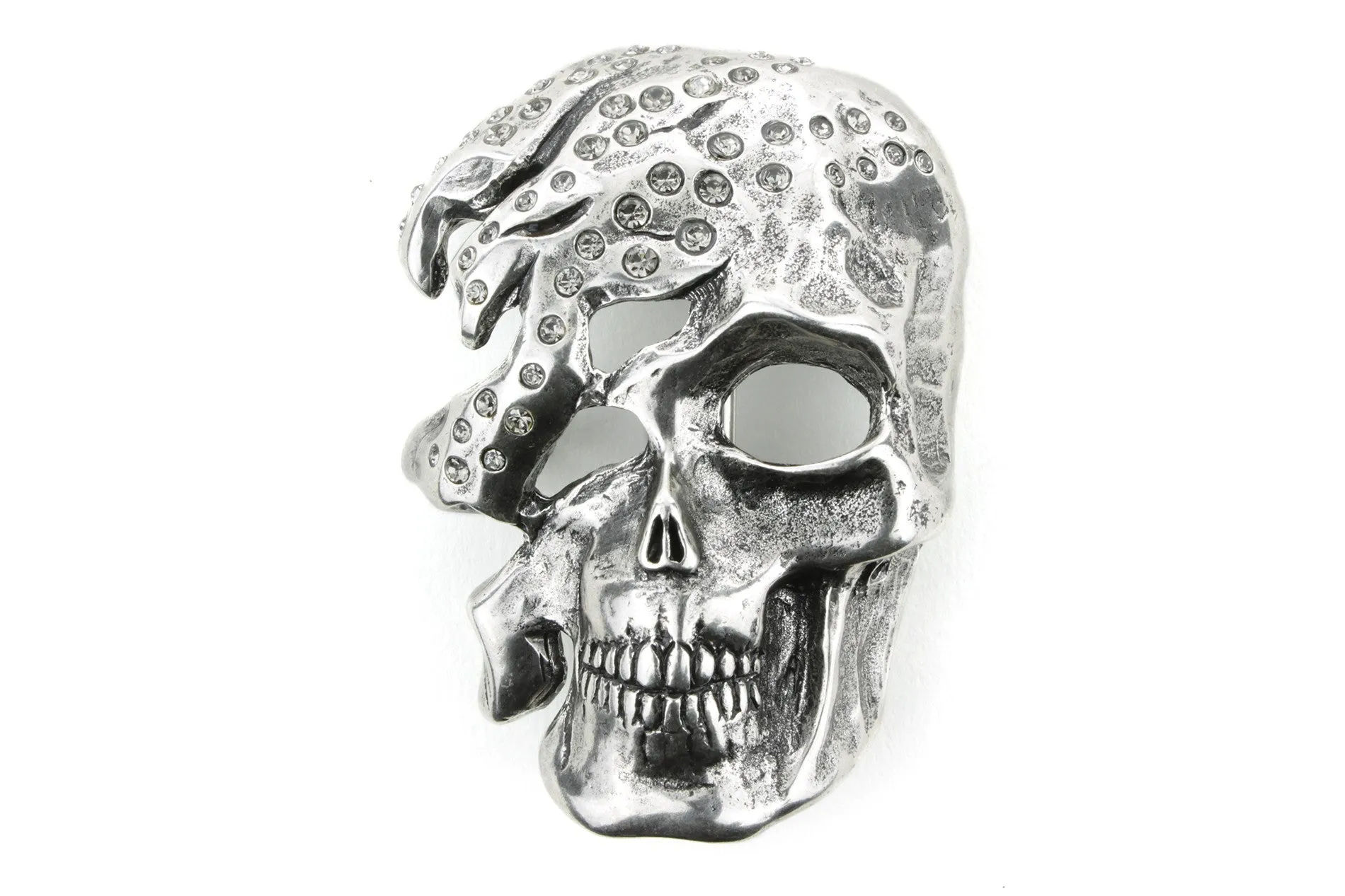 Half Skull Crystal Buckle 40mm
