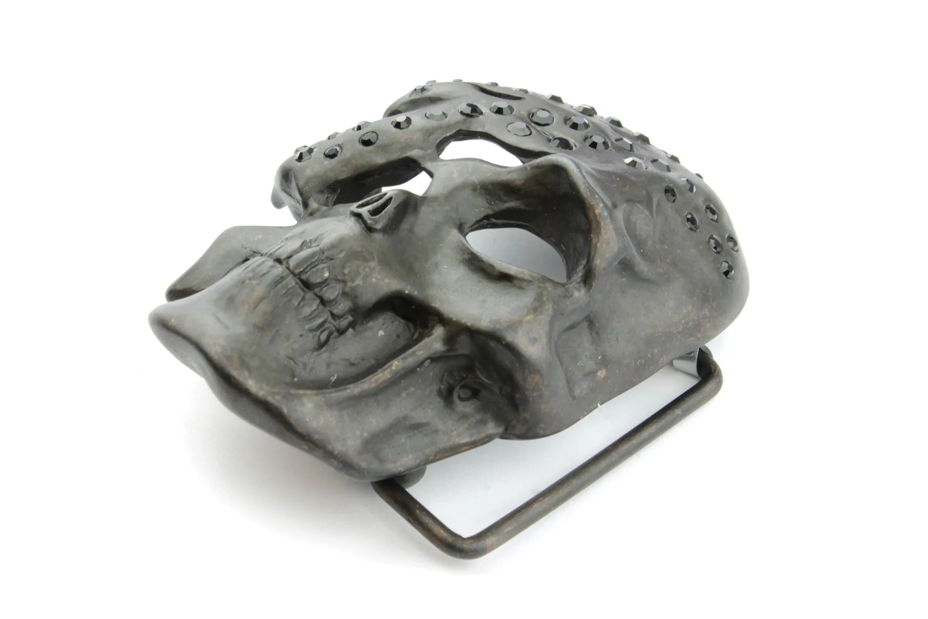Half Skull Crystal Buckle 40mm