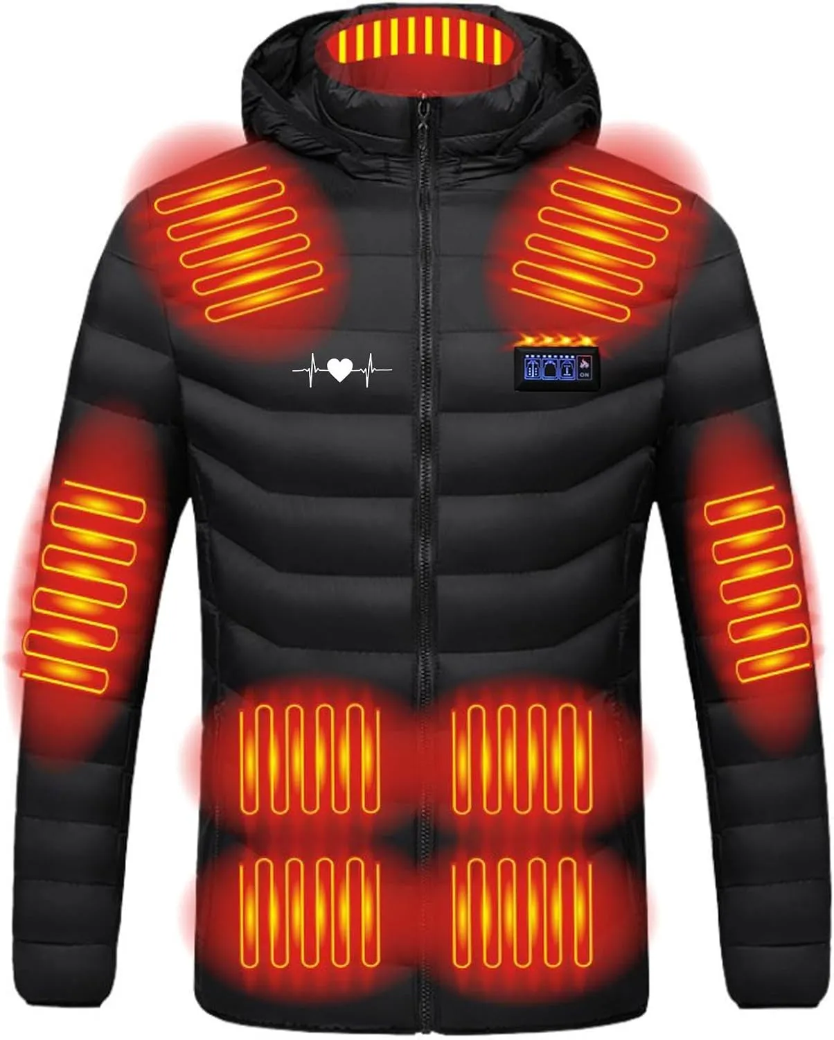 Heated Coat for Men - USB Rechargeable 21 Zone Heated Winter Jacket with Removable Hood