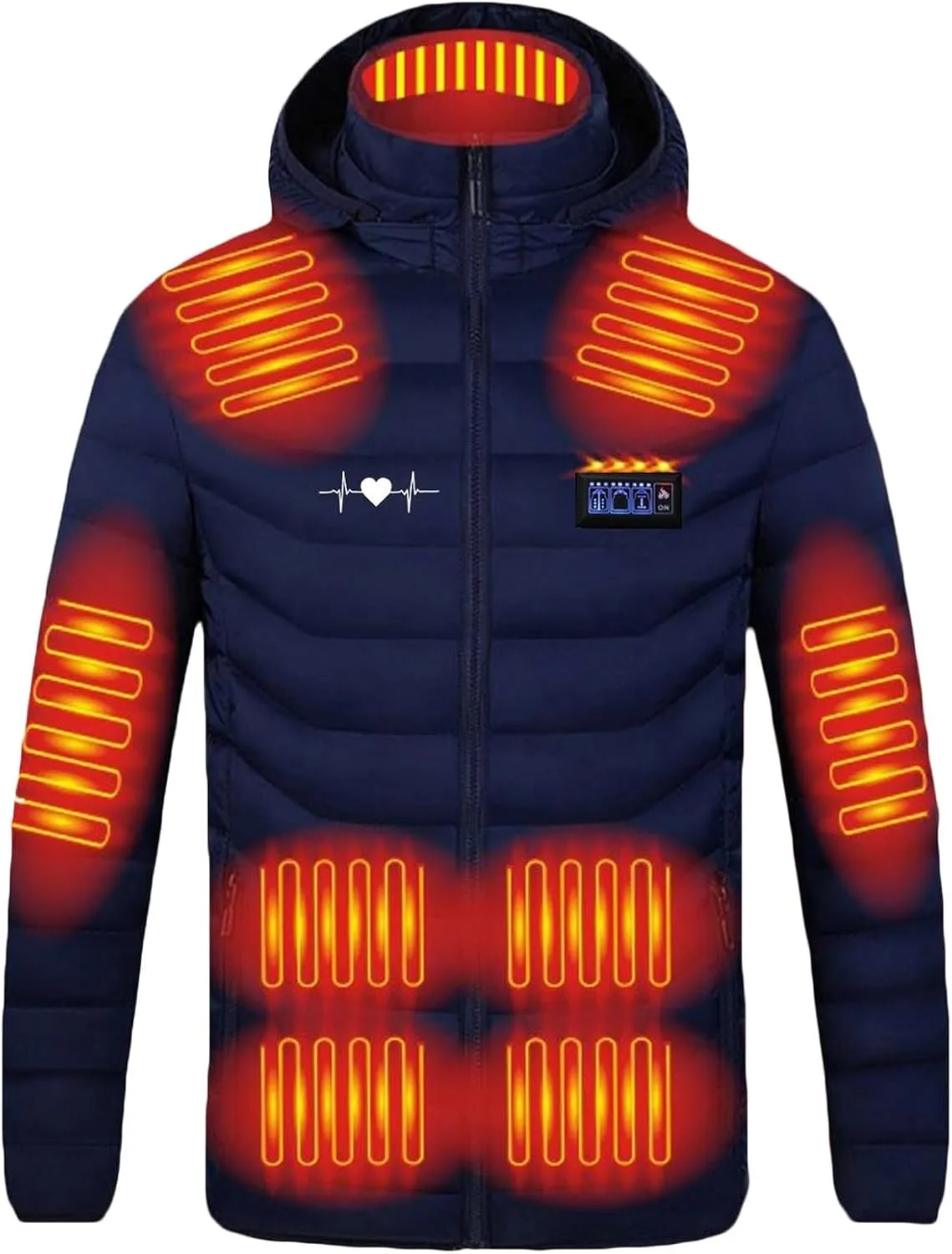 Heated Coat for Men - USB Rechargeable 21 Zone Heated Winter Jacket with Removable Hood