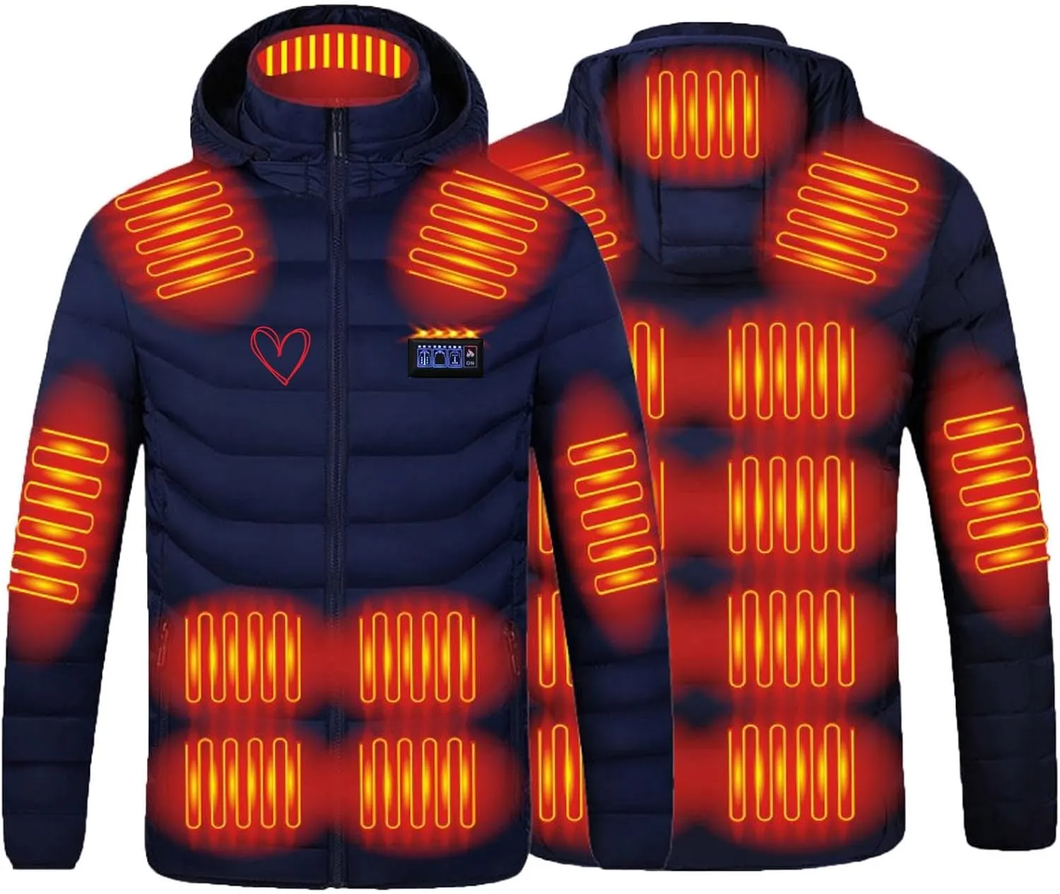 Heated Coat for Men - USB Rechargeable 21 Zone Heated Winter Jacket with Removable Hood