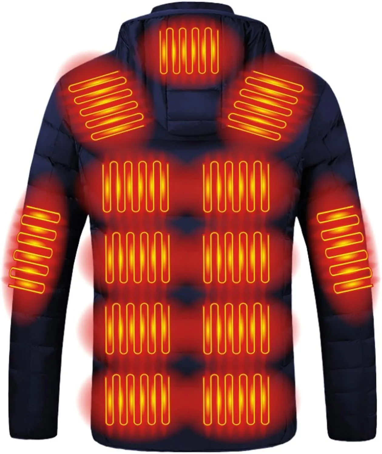 Heated Coat for Men - USB Rechargeable 21 Zone Heated Winter Jacket with Removable Hood