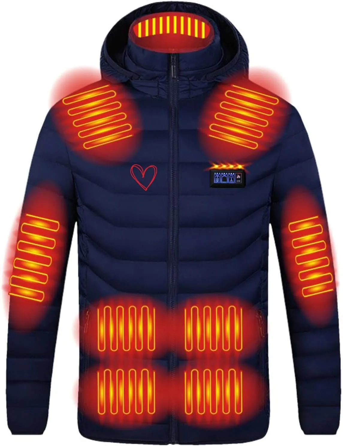 Heated Coat for Men - USB Rechargeable 21 Zone Heated Winter Jacket with Removable Hood
