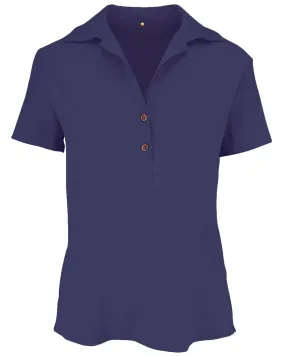 Indigo Linen Polo