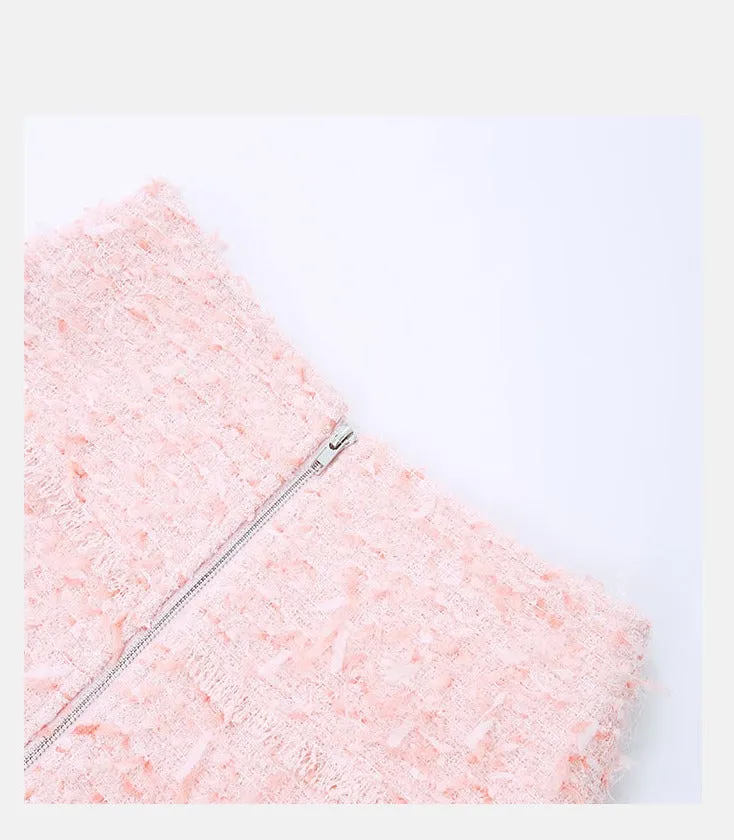 LEDIM W pastel pink spliced tweed short skirt - Lippi