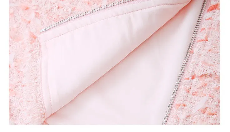 LEDIM W pastel pink spliced tweed short skirt - Lippi