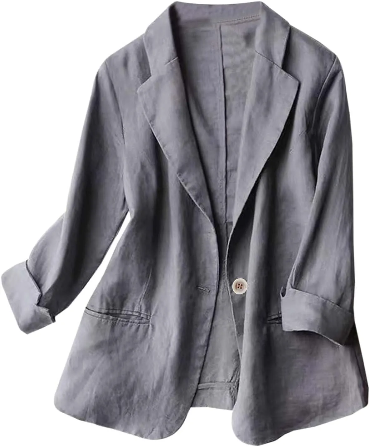 Linen Blazer Womens Casual Blazers Open Front Long Sleeve Work Office Suit Jackets Trendy Business Casual Jackets Coat