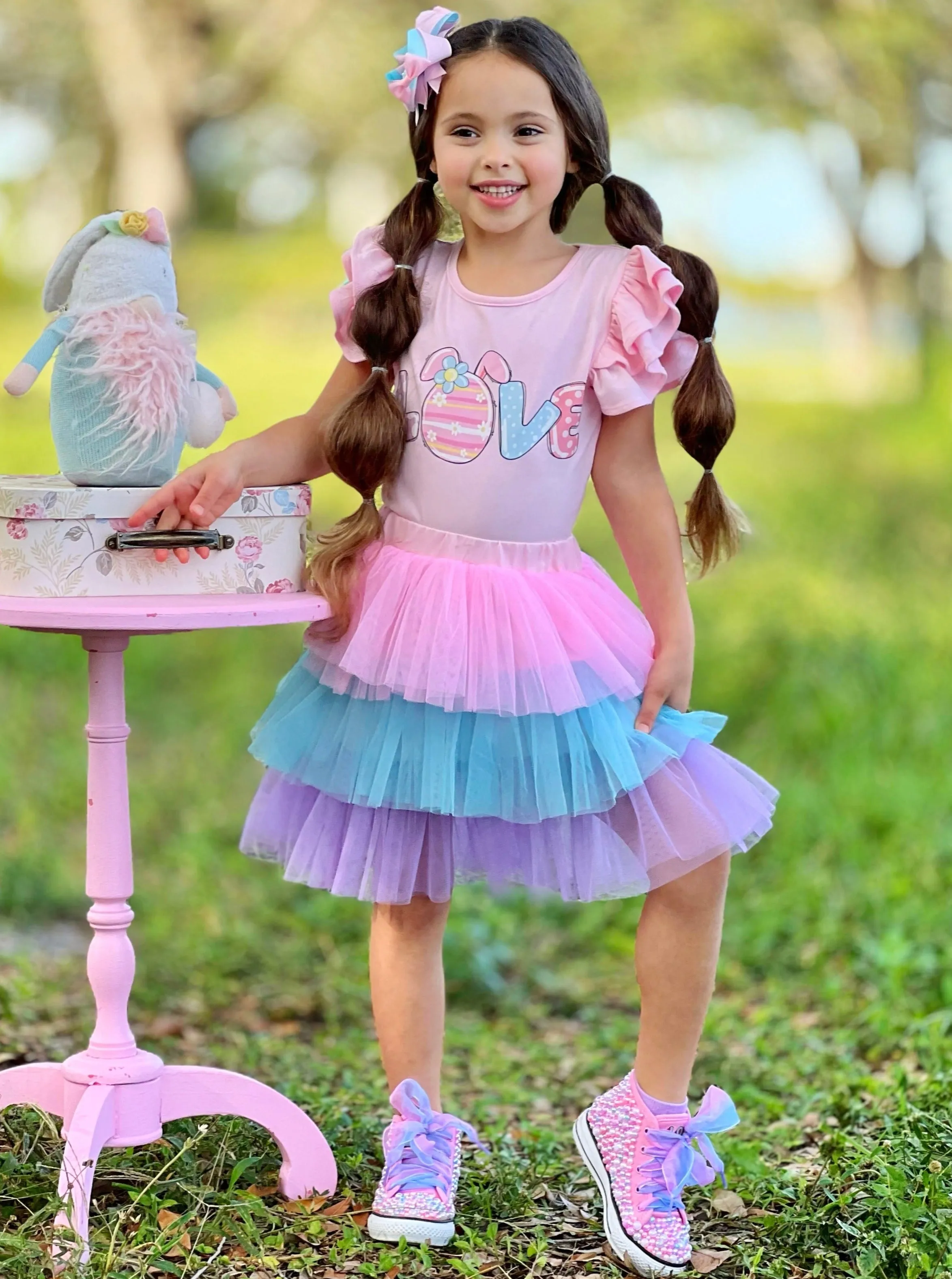Love Easter Egg Top and Tutu Skirt Set