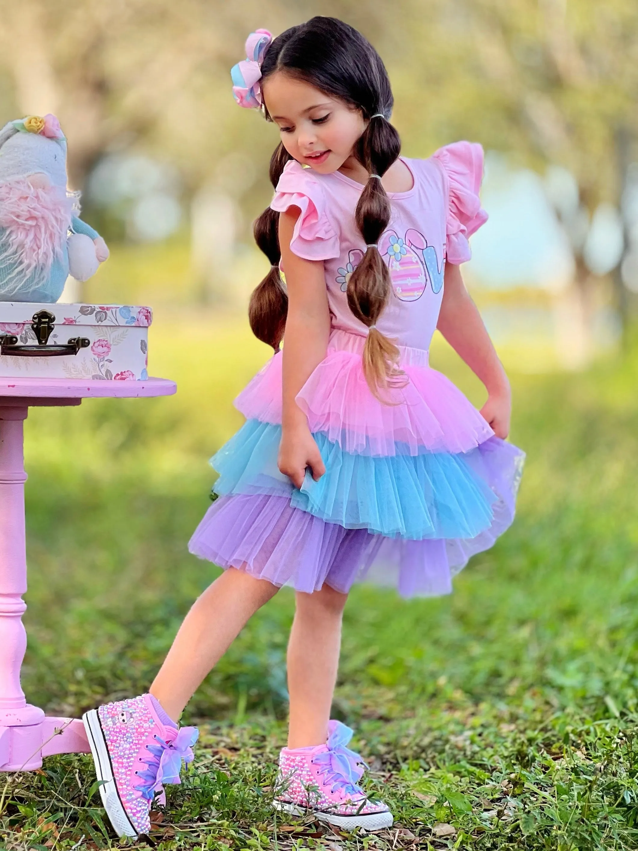 Love Easter Egg Top and Tutu Skirt Set