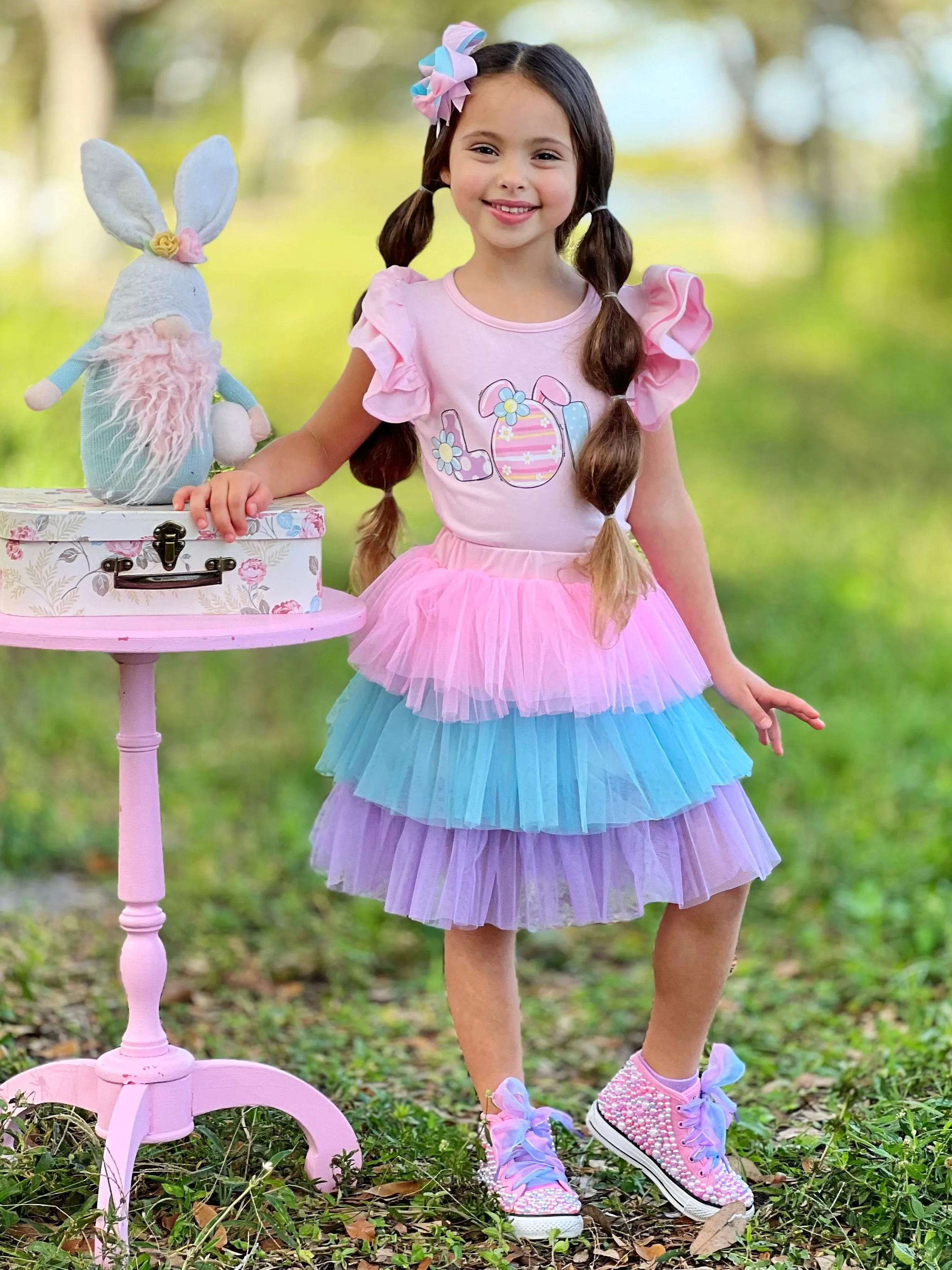 Love Easter Egg Top and Tutu Skirt Set
