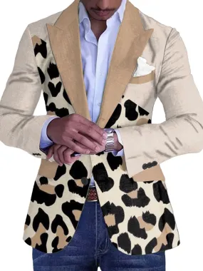 Men's Leopard Print Lapel Single-Breasted Casual Blazer