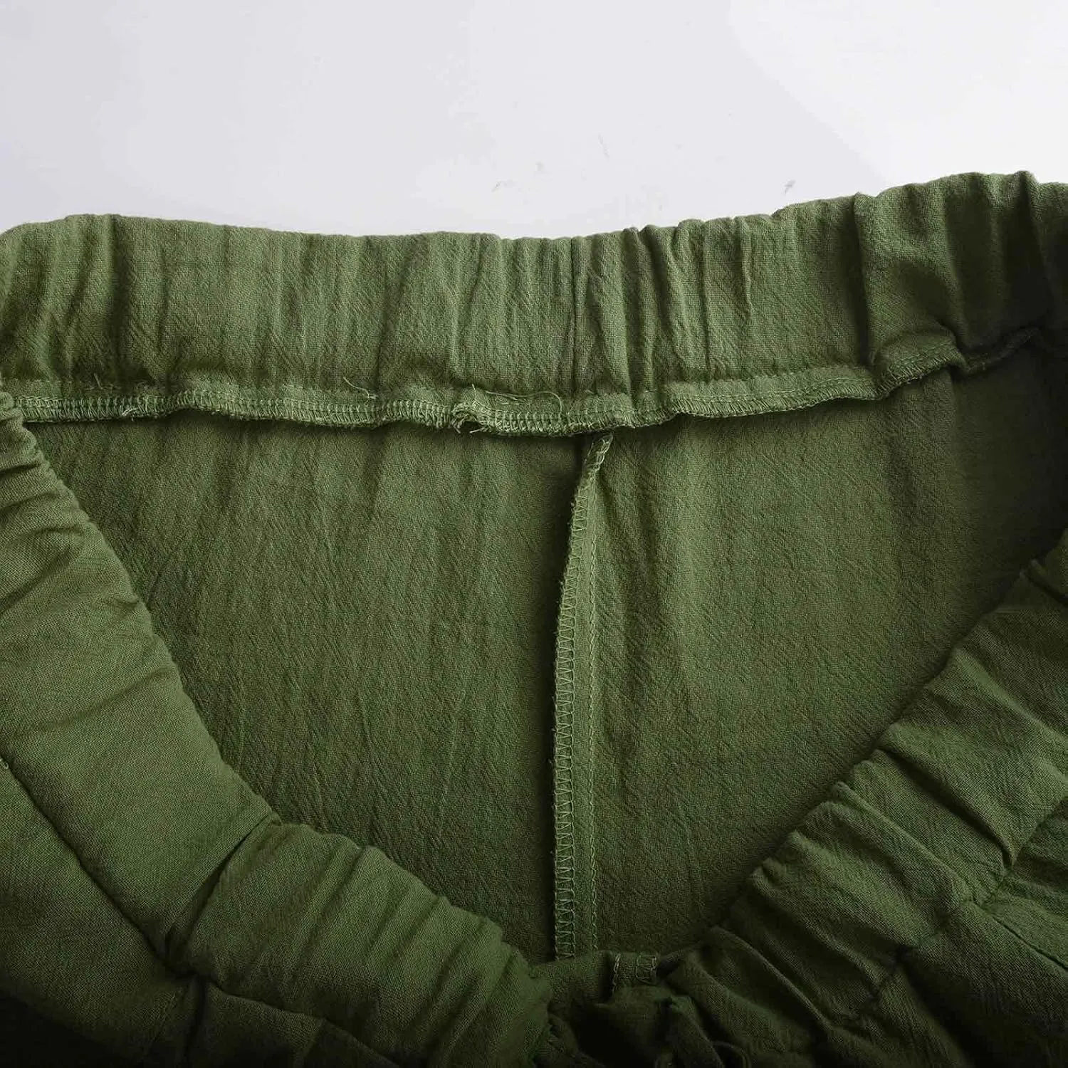 Mens Lightweight Pants Casual Stylish Cotton Linen Loose Trouser Summer Drawstring Elastic Waist Beach Sweatpants