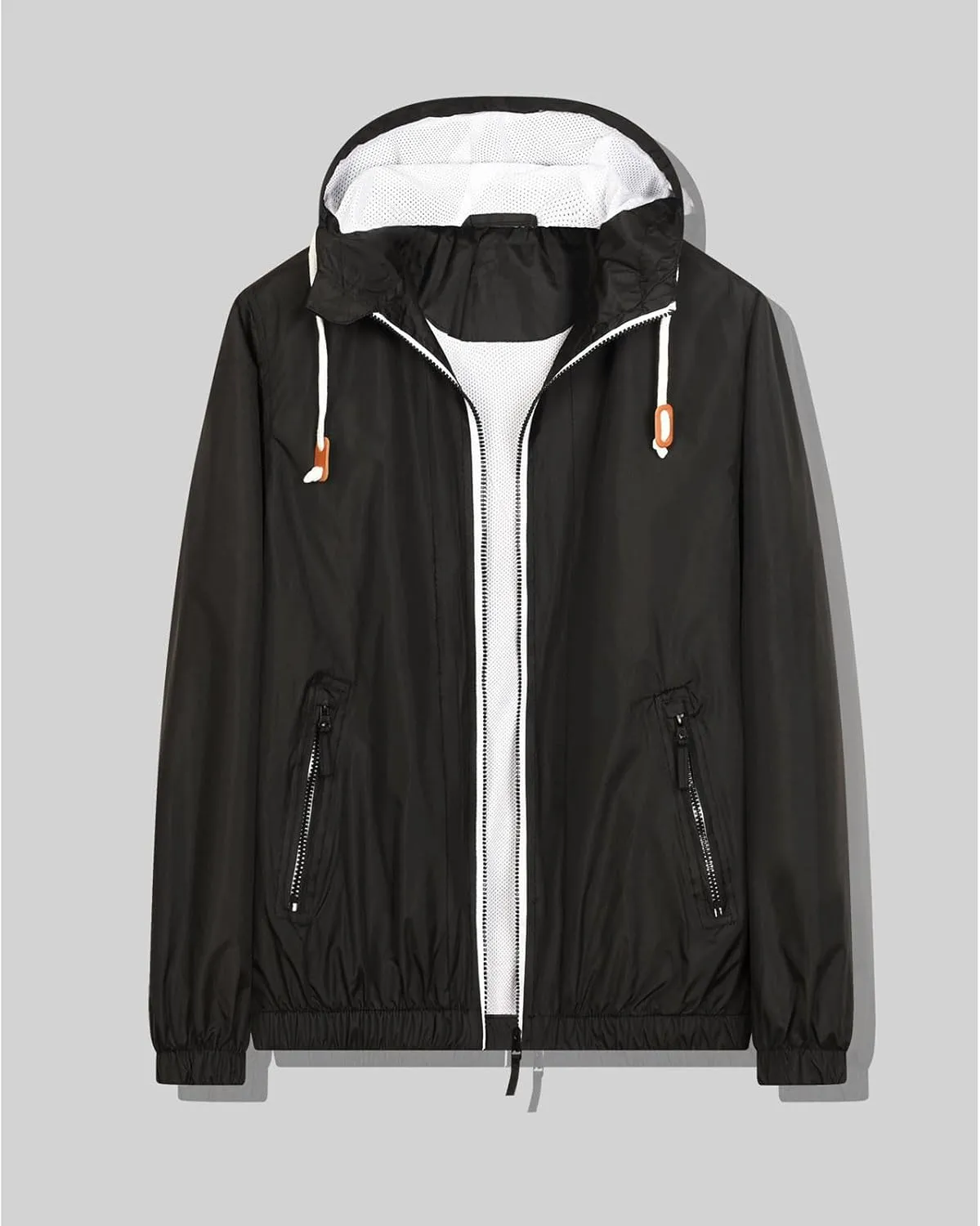 Mens Lightweight Rain Jacket Waterproof Windbreaker Outdoor Adventure Jacket Comfy Soft Shell Hooded Hiking Jacket Coat